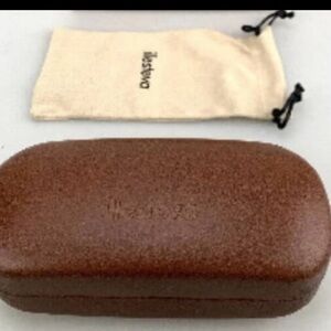 llesteva Eyeglasses Sunglasses CASE ONLY Large Brown Leather Clamshell